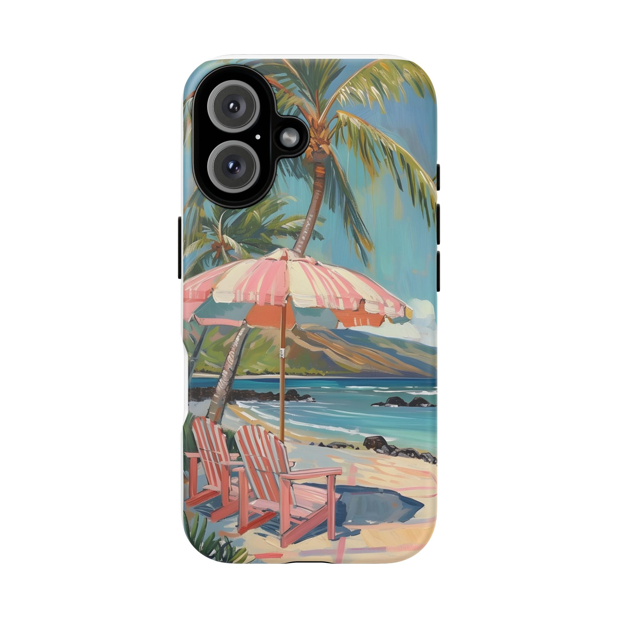 Tough Cases - Tropical Beach Phone Case with Umbrella and Chair Design - Digital Product Store