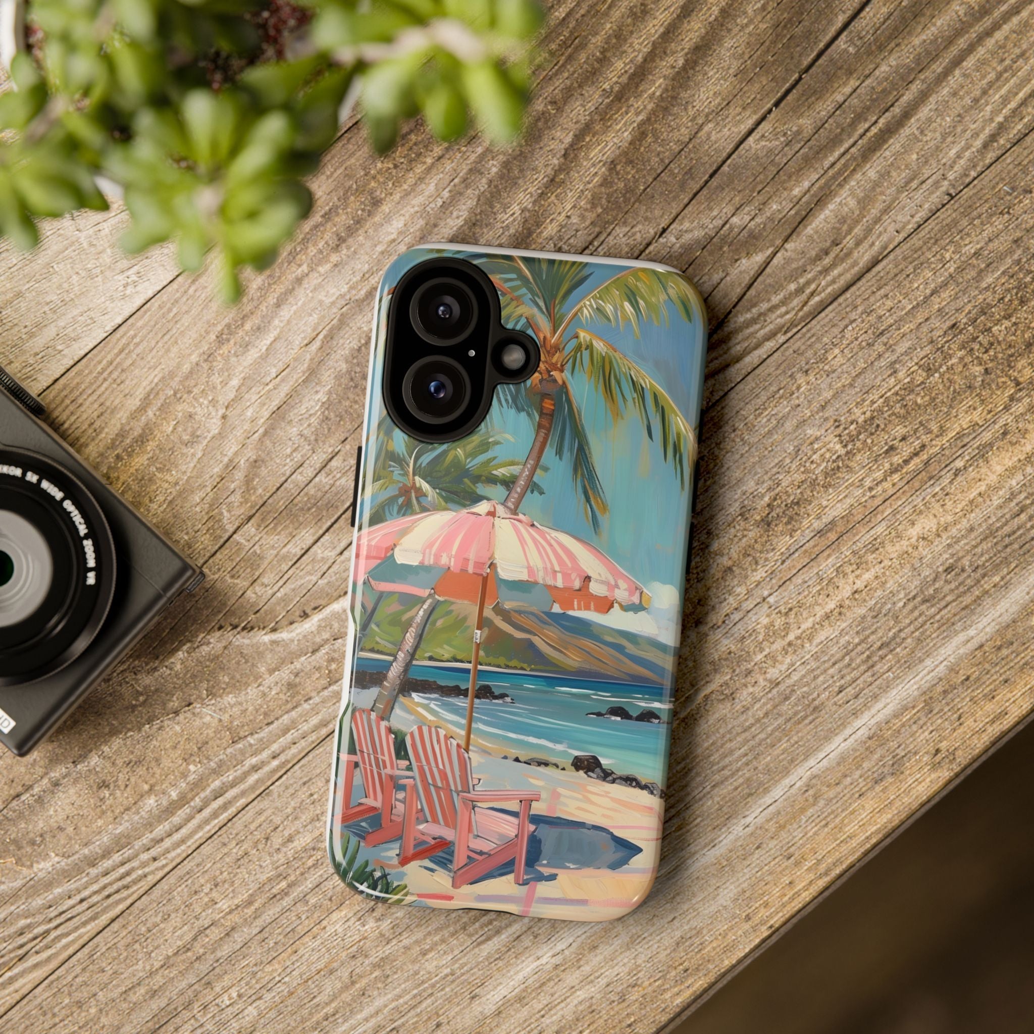 Tough Cases - Tropical Beach Phone Case with Umbrella and Chair Design - Digital Product Store