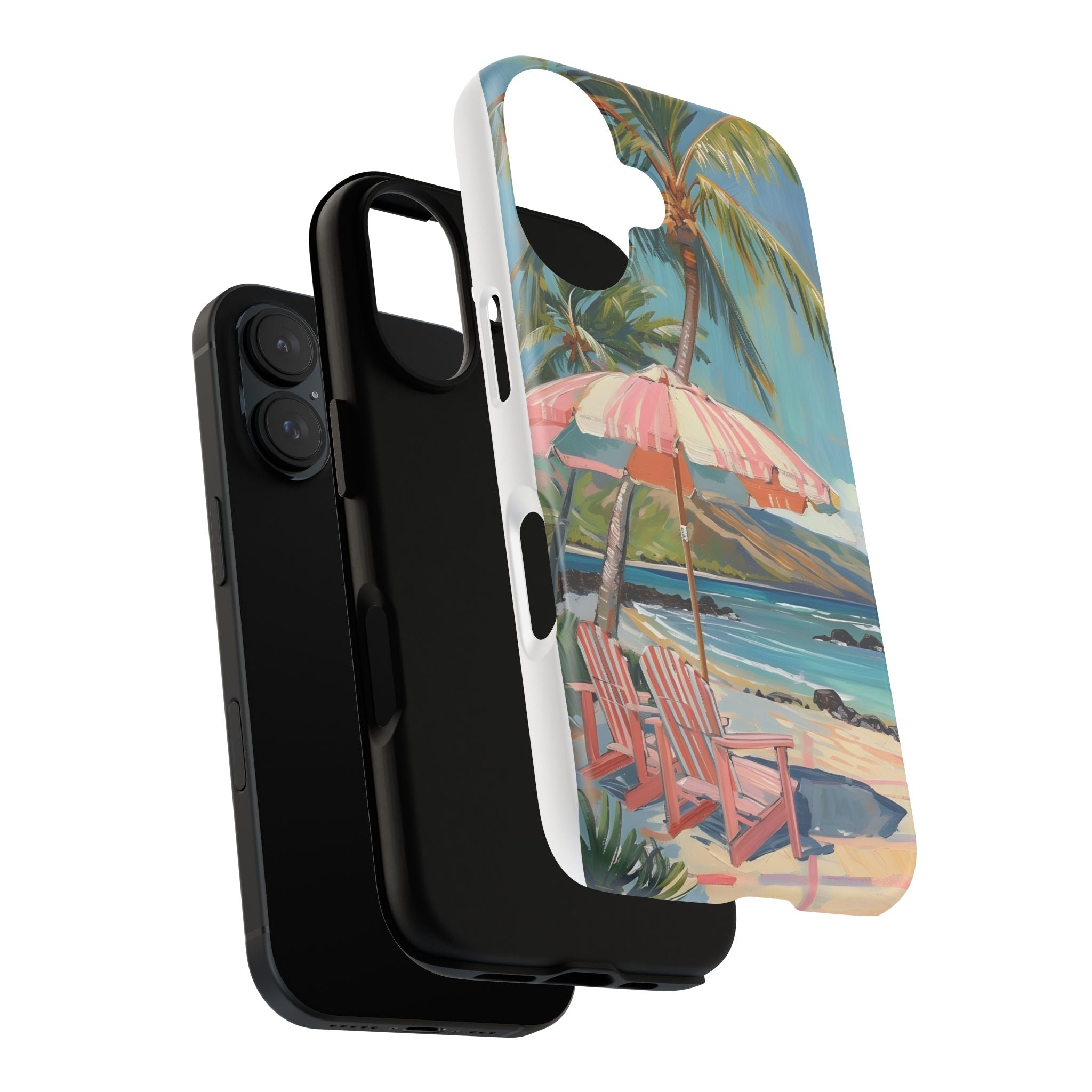 Tough Cases - Tropical Beach Phone Case with Umbrella and Chair Design - Digital Product Store