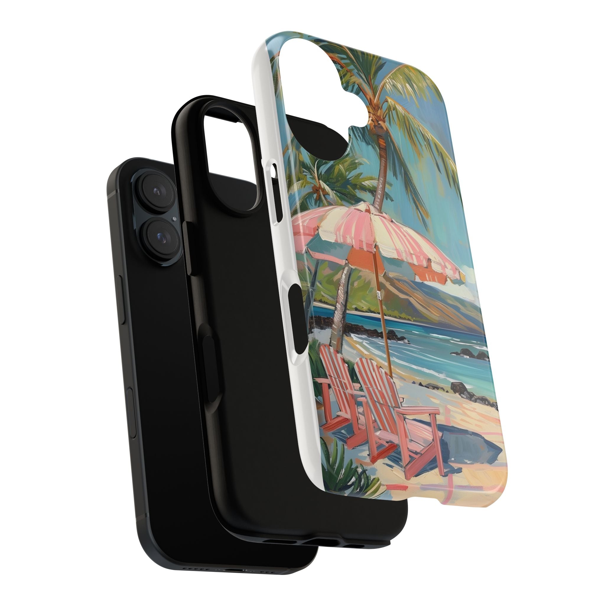 Tough Cases - Tropical Beach Phone Case with Umbrella and Chair Design - Digital Product Store
