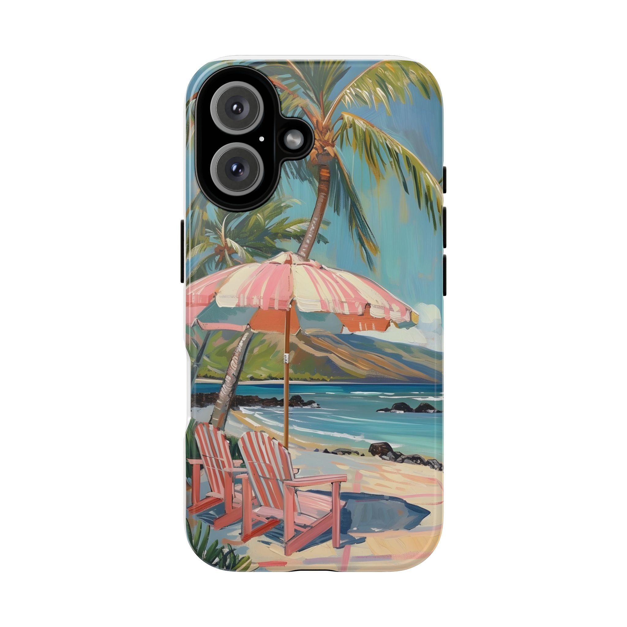 Tough Cases - Tropical Beach Phone Case with Umbrella and Chair Design - Digital Product Store
