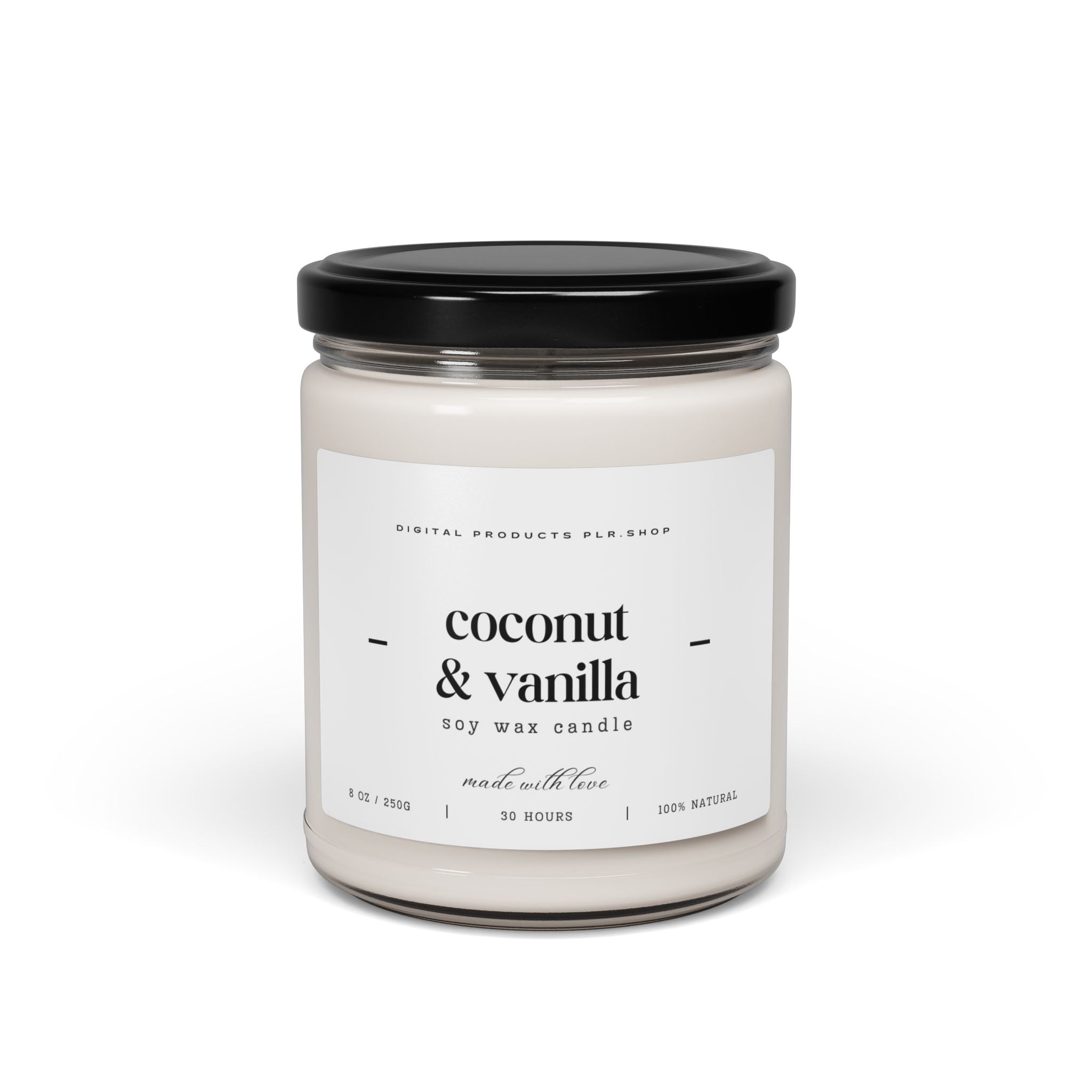 Coconut & Vanilla Scented Soy Candle - 9oz, Perfect for Relaxation and Gifts - Digital Product Store