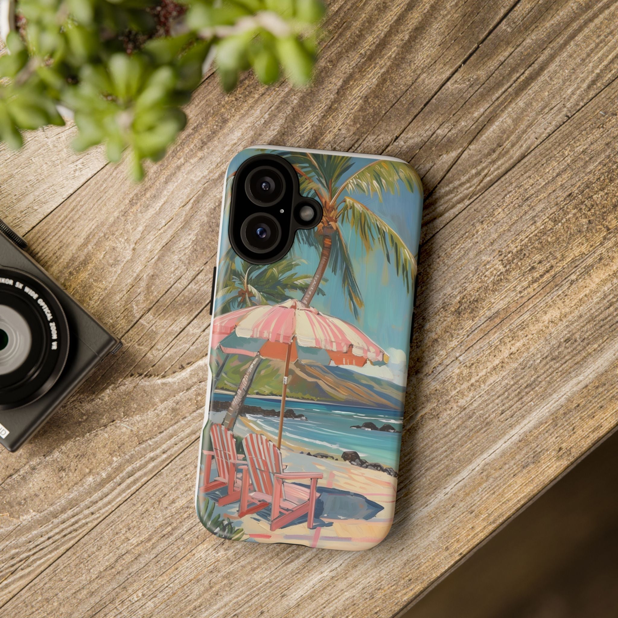 Tough Cases - Tropical Beach Phone Case with Umbrella and Chair Design - Digital Product Store