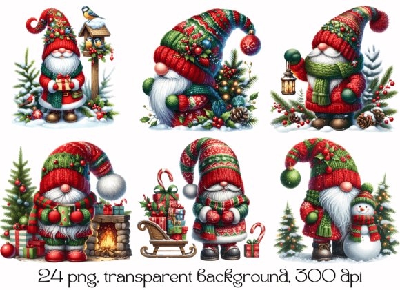 Christmas Gnome Clipart, Winter Clipart Graphic - Digital Product Store