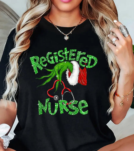 Registered Nurse Christmas Print T Shirt - Digital Product Store