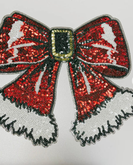 Santa Bow Chenille Patch - Digital Product Store