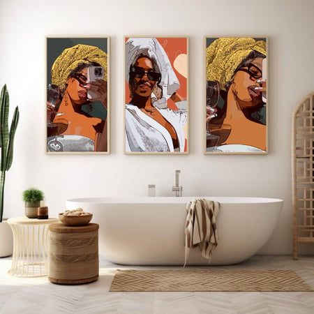Black Art Bathroom Set Of 3 - Digital Product Store