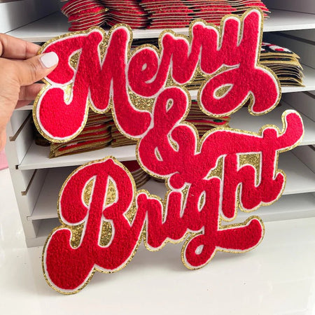 Merry and Bright Chenille Patch - Digital Product Store