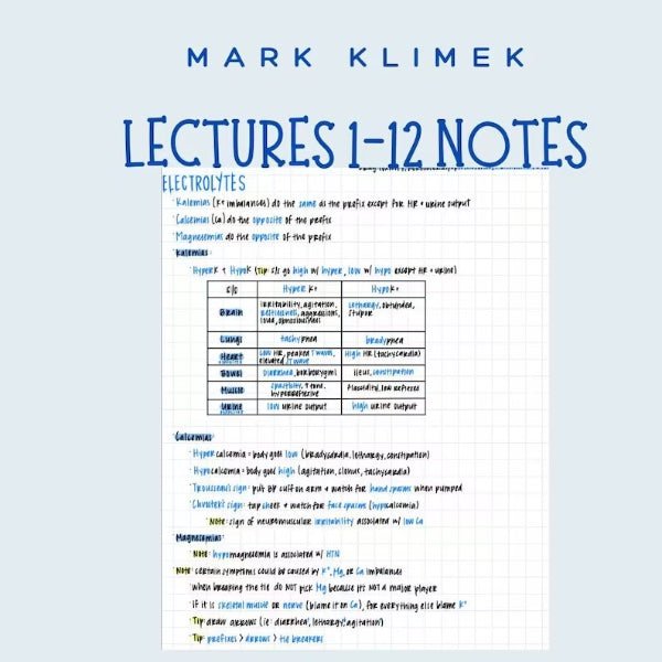 Mark Klimek 12 Lectures notes - Digital Product Store