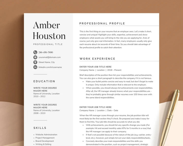 Professional Resume Template - Digital Product Store