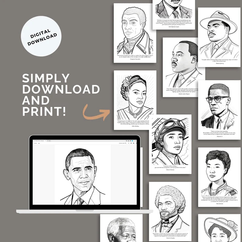 Black History Coloring Pages - Digital Product Store