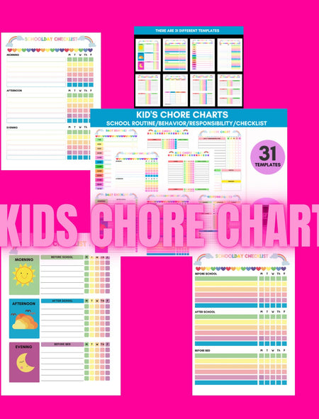 Kids Chore Behavior Chart - Digital Product Store