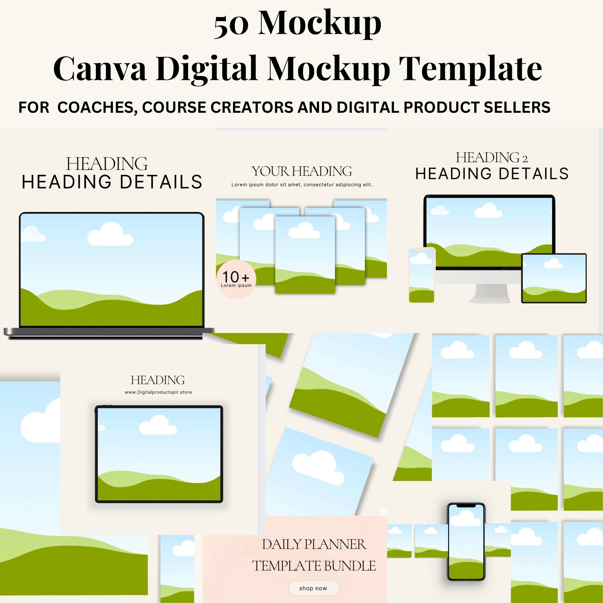 50 Etsy Listing Mock-up Canva Templates Graphic - Digital Product Store