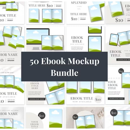 50 Ebook Mock-up Bundle - Digital Product Store