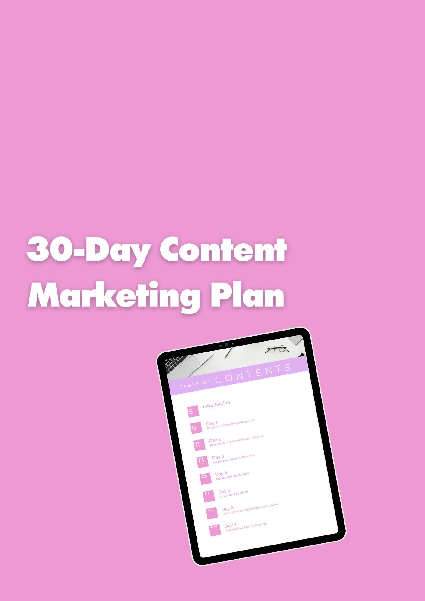 30 Day Content Marketing Plan - Digital Product Store
